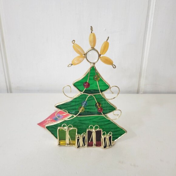 Stained Glass Tealight Holders Snowman and Christmas Tree NWT - Picture 3 of 6